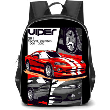 Dodge Viper SR 2nd Gen Backpack School Bag StudentPack - Dodge Viper SR 2nd Gen 1996-2002 Illustration Art On Black Background and
