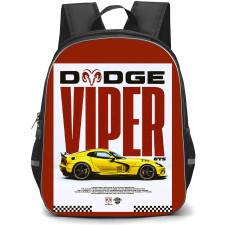 Dodge Viper GTS Backpack School Bag StudentPack - Dodge Viper GTS Yellow Poster On Red Background