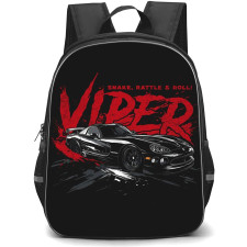 Dodge Viper Backpack School Bag StudentPack - Dodge Viper SNAKE RATTLE And ROLL Illustration On Black Background