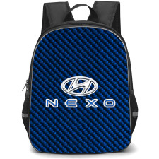 Hyundai Nexo Backpack School Bag StudentPack - Hyundai Nexo Logo On Blue Carbon Fiber Background