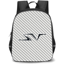 Lamborghini Aventador SV Backpack School Bag StudentPack - Lamborghini Aventador SV Logo On Silver Gray Carbon Fiber Background