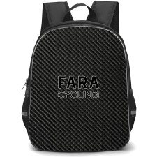 Fara Cycling Backpack School Bag StudentPack - Fara Cycling Bike Brand Logo On Carbon Fiber Background