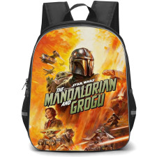 Star Wars The Mandalorian And Grogu Backpack School Bag StudentPack - Star Wars The Mandalorian And Grogu Characters War Explosion Series Poster