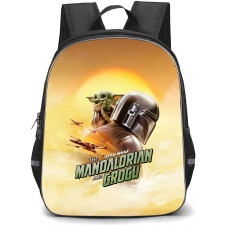 Star Wars The Mandalorian And Grogu Backpack School Bag StudentPack - Star Wars The Mandalorian And Grogu Clouds Side Portrait Series Poster