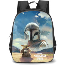 Star Wars The Mandalorian And Grogu Backpack School Bag StudentPack - Star Wars The Mandalorian And Grogu Desert Standing Fierce Series Poster