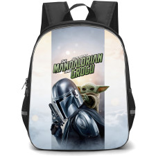 Star Wars The Mandalorian And Grogu Backpack School Bag StudentPack - Star Wars The Mandalorian And Grogu Fierce Holding Gun Sky Series Poster