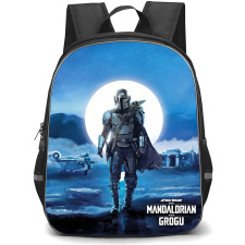 Star Wars The Mandalorian And Grogu Backpack School Bag StudentPack - Star Wars The Mandalorian And Grogu Walking Moon Series Poster