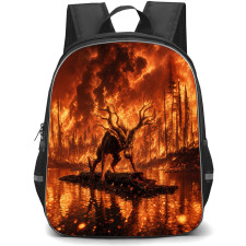 Swapped Firewolf Backpack School Bag StudentPack - Firewolf Fierce Portrait Forest Fire Background