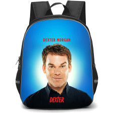Dexter Backpack School Bag StudentPack - Dexter Smirking Portrait Series Poster In Blue Background