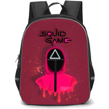 Squid Game 2 Backpack StudentPack - Squid Game2 Pink Soldier with Blood Droping Burgundy Background