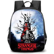 Stranger Things Backpack School Bag StudentPack - Stranger Things Crow on Tree with Sketch Art with Sky Background