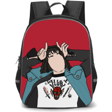 Stranger Things Eddie Munson Backpack School Bag StudentPack - Eddie Munson Illustration Art with Red Background