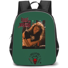 Stranger Things Eddie Munson Backpack School Bag StudentPack - Eddie Munson Real Lifestyle Wall Art with Green Background
