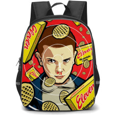 Stranger Things Eleven Backpack School Bag StudentPack - Eleven Blood in Nose and Homestyle Waffer Pack & Red Background