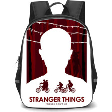 Stranger Things Backpack School Bag StudentPack - Stranger Things Friends Don't Lie White Face on Brown Background
