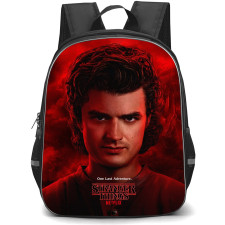 Stranger Things Backpack School Bag StudentPack - Stranger Things 5 Steve Harrington Profile Red Background
