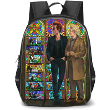 Good Omens Backpack StudentPack - Crowley Aziraphale Mosaic Background