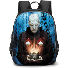 Hellraiser Backpack StudentPack - Pinhead Holding Cube Blue Background