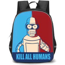 Futurama Bender Backpack School Bag StudentPack - Bender Kill All Human Quote Portrait