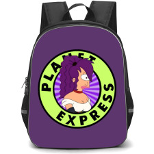 Futurama Leela Backpack School Bag StudentPack - Leela Avatar Side Portrait Logo In Violet Background