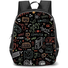 Gamer Backpack StudentPack - Pattern Line Art PC Joysticks