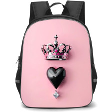 Girlish Backpack StudentPack - Girlish Black Heart With A Crown