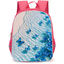 Girlish Backpack StudentPack - Girlish Blue Butterflies In The Water