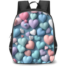 Girlish Backpack StudentPack - Girlish Colorful Hearts 3d Art