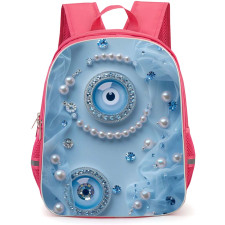 Girlish Backpack StudentPack - Girlish Evil Eye Pearls Blue Background