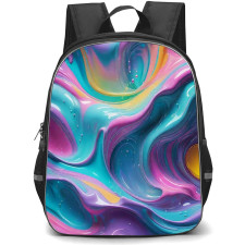 Girlish Backpack StudentPack - Girlish Liquid Paint Aqua Pink Abstract