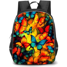 Girlish Backpack StudentPack - Girlish Orange Butterflies With Blue