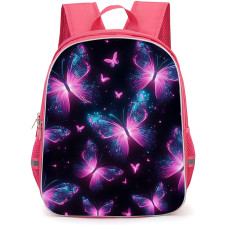 Girlish Backpack StudentPack - Girlish Pink And Blue Glowing Butterflies
