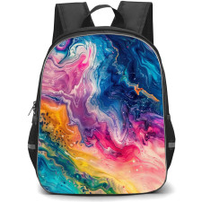 Girlish Backpack StudentPack - Girlish Pink Blue Yellow Green Water Color Abstract Art