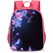 Girlish Backpack StudentPack - Girlish Pink And Purple Flower with Butterfly
