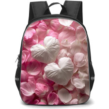 Girlish Backpack StudentPack - Girlish White And Pink Heart Petals