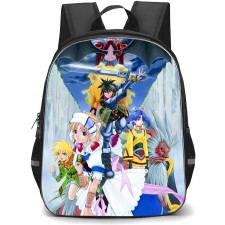 Grandia Backpack School Bag StudentPack - Grandia Characters Fierce Stance Collage Poster