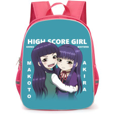 High Score Girl Backpack School Bag StudentPack - Makoto And Akira Sisters Poster In Blue Background