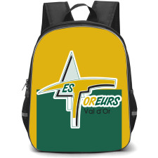 Val-d'Or Foreurs Backpack School Bag StudentPack - Logo In Green And Yellow Background