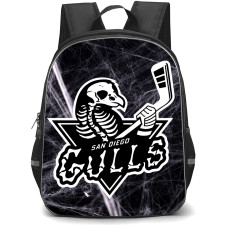 San Diego Gulls Backpack School Bag StudentPack - Skeleton Logo In Grunge Background