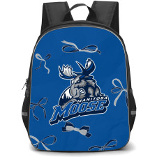 Manitoba Moose Backpack School Bag StudentPack - Logo Ribbon In Blue Background