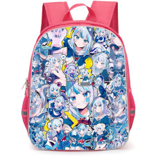 Hololive Gawr Gura Backpack School Bag StudentPack - Gawr Gura Smirking Portrait Sticker Collage