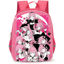 Hololive Mori Calliope Backpack School Bag StudentPack - Mori Calliope Different Moods Pink Collage