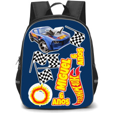 Hot Wheels Let?s Race Backpack Student Pack - Blue Race Car Race Flags Sticker