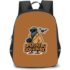 Italian Brainrot Spijuniro Golubiro Backpack StudentPack - Spijuniro Golubiro Spy Bird Illustration Art Sticker
