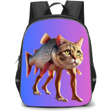 Italian Brainrot Trulimero Trulicina Backpack StudentPack - Trulimero Trulicina Standing On Pink Purple Background