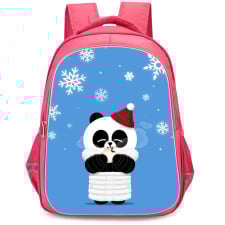 Lines Friends Pangyo Backpack StudentPack - Pangyo Standing Under Snowfall On Blue Background