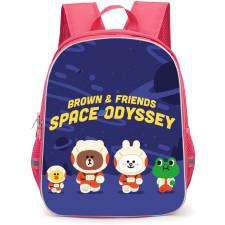 Lines Friends Backpack StudentPack - Lines Friends Brown And Friends Space Odyssey Blue Background