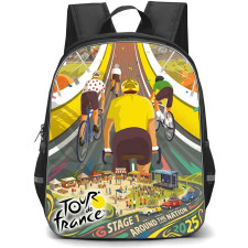 Le Tour De France Backpack School Bag StudentPack - Le Tour De France Cycling Race Arc De Triomphe Illustration Poster