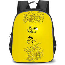 Le Tour De France Backpack School Bag StudentPack - Le Tour De France Official Logo With Minimalist Map On Yellow Background