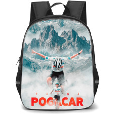 Le Tour De France Tadej Pogacar Backpack School Bag StudentPack - Tadej Pogacar Winning Celebration On Mountain Background